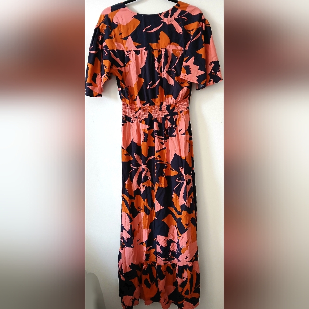 ABEL THE LABEL Floral Midi DRESS Anthropologie BEACHY TROPICAL Women's Size M - Picture 3 of 10